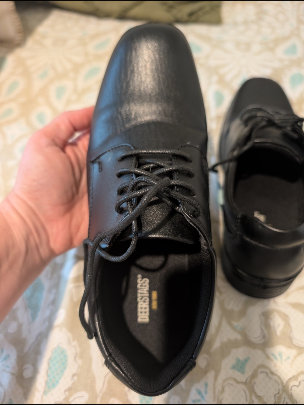 Deerstags Boy’s Black Leather Lace-Up Dress Shoes